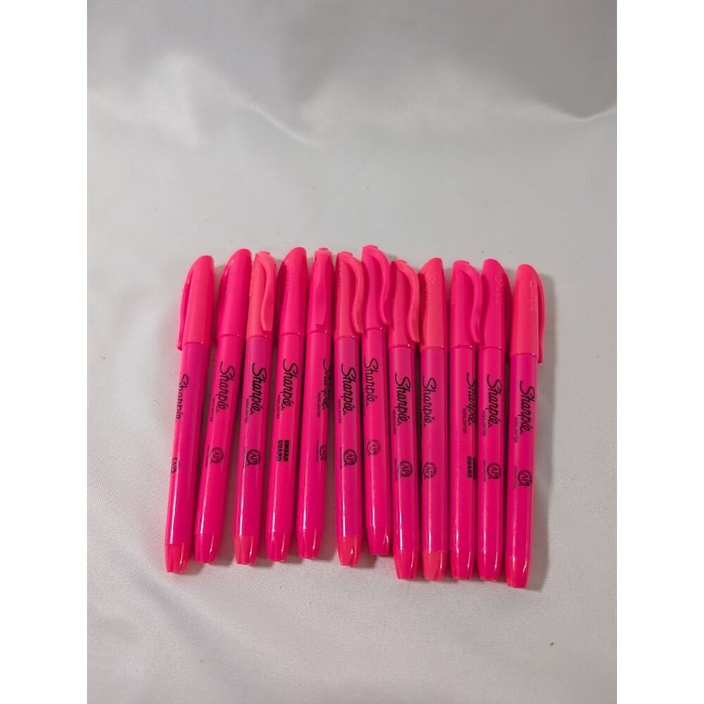 Sharpie Accent Pink Highlighters Chisel Tip Smear Guard Lot of 13